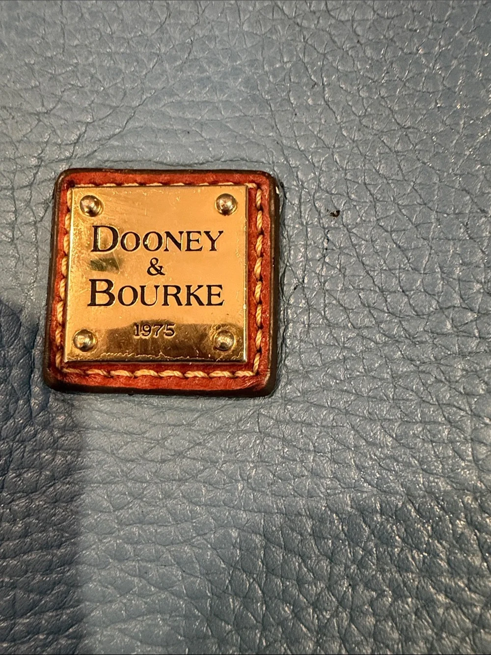 Dooney & Bourke Light Blue Leather Backpack with Brown Trim